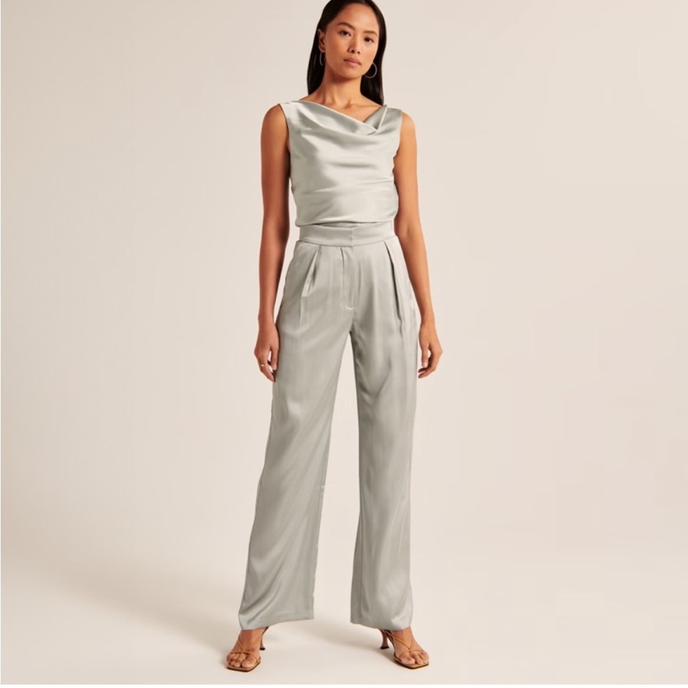 Abercrombie & Fitch Satin Sage Wide-Leg Pants